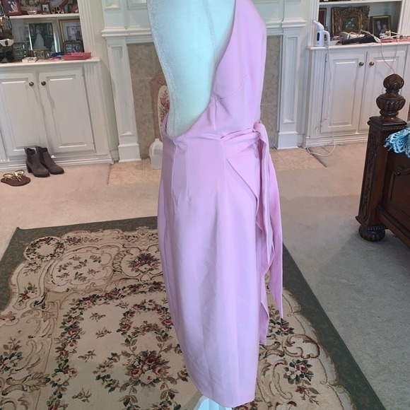NWOT Finders Keepers Front Tie Halter Neck Sheath Dress in Pink Size 10 - Picture 3 of 9